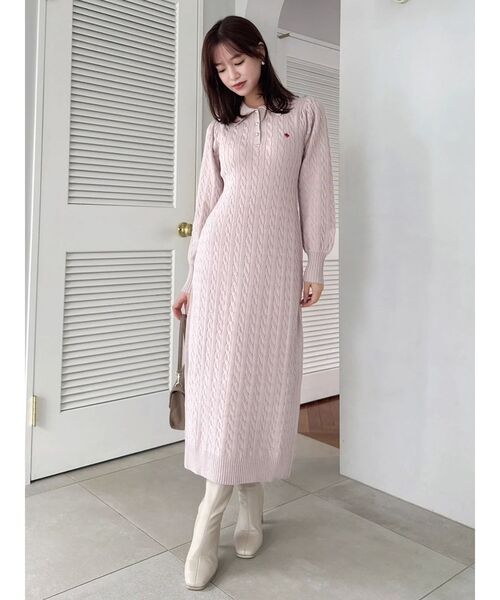 POLO BCSケーブルワンピースLS バーガンディ POLO BCS(ポロ・ビーシーエス)】ケーブルワンピース 148971