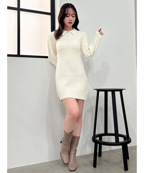 〈POLO BCSコラボ〉ダブルカラーポロニットワンピース Rirandture POLO BCSコラボ ダブルカラーポロニットワンピース
