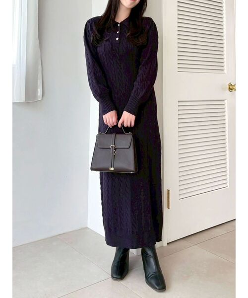 〈POLO BCSコラボ〉ダブルカラーポロニットワンピース Rirandture POLO BCSコラボ ダブルカラーポロニットワンピース