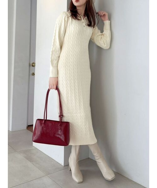 POLO BCS（ポロ ビーシーエス）の「【POLO BCS コラボ】ケーブルポロニットワンピース（ワンピース・レディース・ピンク/オフホワイト/ネイビー・MEDIUM/SMALL）」の15枚目の写真