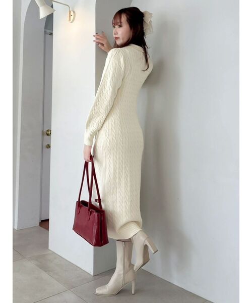 POLO BCS（ポロ ビーシーエス）の「【POLO BCS コラボ】ケーブルポロニットワンピース（ワンピース・レディース・ピンク/オフホワイト/ネイビー・MEDIUM/SMALL）」の5枚目の写真