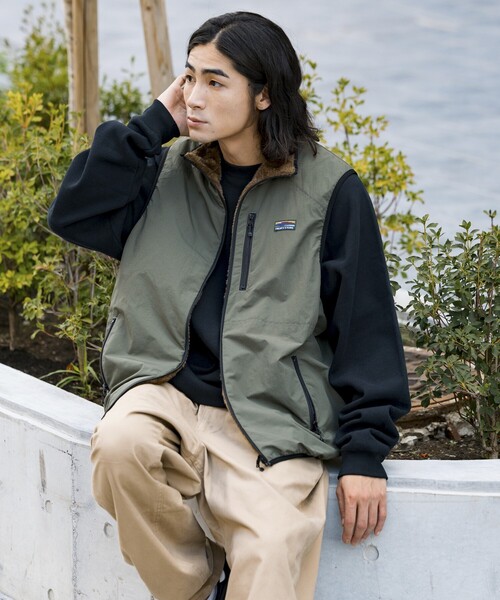 限定展開 リラックスフィット ナイロン フリース リバーシブル ジップ