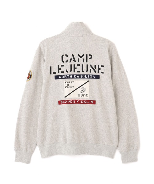 AVIREX(アヴィレックス)の「《直営店限定》CAMP LEJEUNE PATCHED STAND ZIP SWEAT / キャンプ レジューン パッチド スタンドジップ スウェット / AVIREX / アヴィレックス(スウェット・メンズ・グレー/オリーブ/ブルーグレー/ブラック・X-LARGE/LARGE/MEDIUM/XX-LARGE)」の3枚目の写真