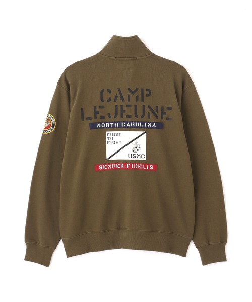 AVIREX(アヴィレックス)の「《直営店限定》CAMP LEJEUNE PATCHED STAND ZIP SWEAT / キャンプ レジューン パッチド スタンドジップ スウェット / AVIREX / アヴィレックス(スウェット・メンズ・グレー/オリーブ/ブルーグレー/ブラック・X-LARGE/LARGE/MEDIUM/XX-LARGE)」の1枚目の写真