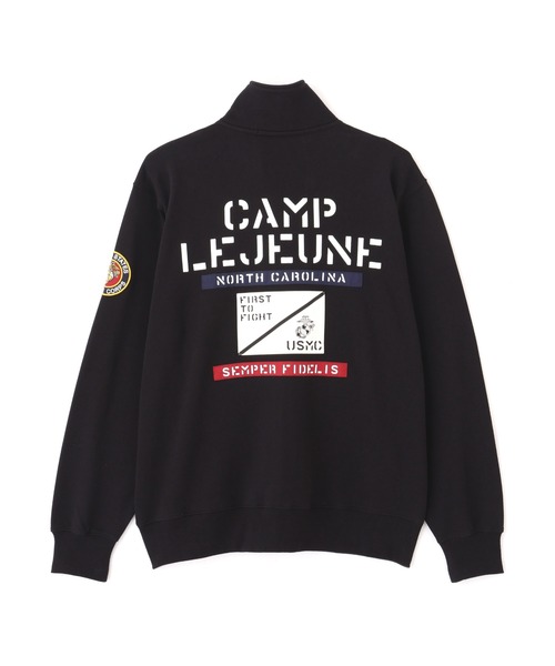 AVIREX(アヴィレックス)の「《直営店限定》CAMP LEJEUNE PATCHED STAND ZIP SWEAT / キャンプ レジューン パッチド スタンドジップ スウェット / AVIREX / アヴィレックス(スウェット・メンズ・グレー/オリーブ/ブルーグレー/ブラック・X-LARGE/LARGE/MEDIUM/XX-LARGE)」の2枚目の写真