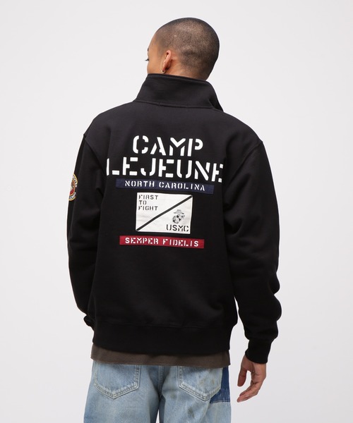 AVIREX(アヴィレックス)の「《直営店限定》CAMP LEJEUNE PATCHED STAND ZIP SWEAT / キャンプ レジューン パッチド スタンドジップ スウェット / AVIREX / アヴィレックス(スウェット・メンズ・グレー/オリーブ/ブルーグレー/ブラック・X-LARGE/LARGE/MEDIUM/XX-LARGE)」の6枚目の写真