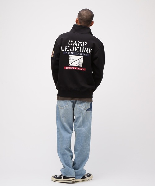 AVIREX(アヴィレックス)の「《直営店限定》CAMP LEJEUNE PATCHED STAND ZIP SWEAT / キャンプ レジューン パッチド スタンドジップ スウェット / AVIREX / アヴィレックス(スウェット・メンズ・グレー/オリーブ/ブルーグレー/ブラック・X-LARGE/LARGE/MEDIUM/XX-LARGE)」の8枚目の写真