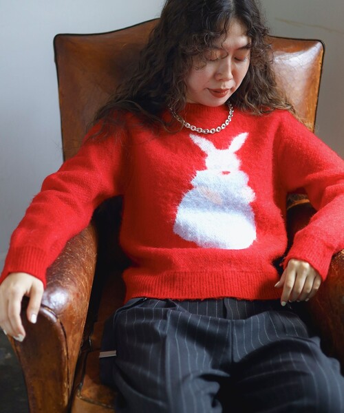 B:MING by BEAMS（ビーミングバイビームス）の「ambiance / RABBIT KNIT (手洗い可)（ニット/セーター・レディース・レッド/ブラウン系その他3・ONE SIZE）」の6枚目の写真