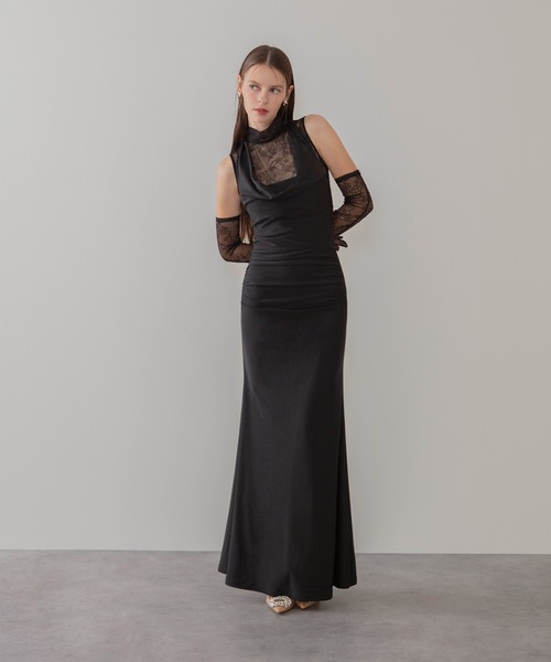 Leja ドレス ブラック Leja(レジャ)の「【LEJA LUXE】2WAYシアーレースグローブ