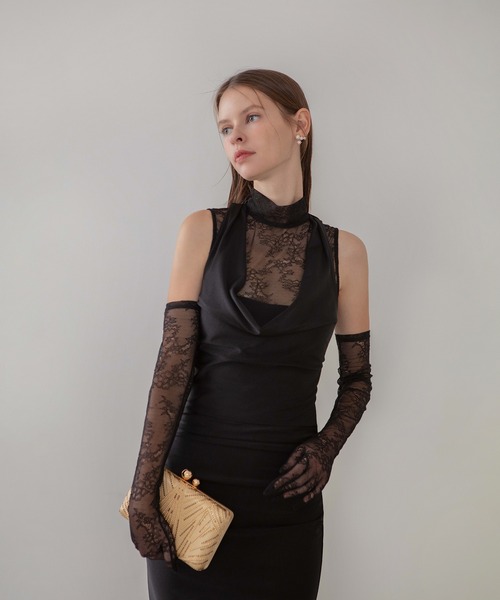 セール】【LEJA LUXE】2WAYシアーレースグローブクラシックブラック