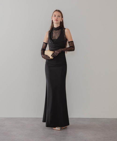 LEJA ドレスワンピース ブラック Leja(レジャ)の「【LEJA LUXE】2WAYシアーレースグローブ