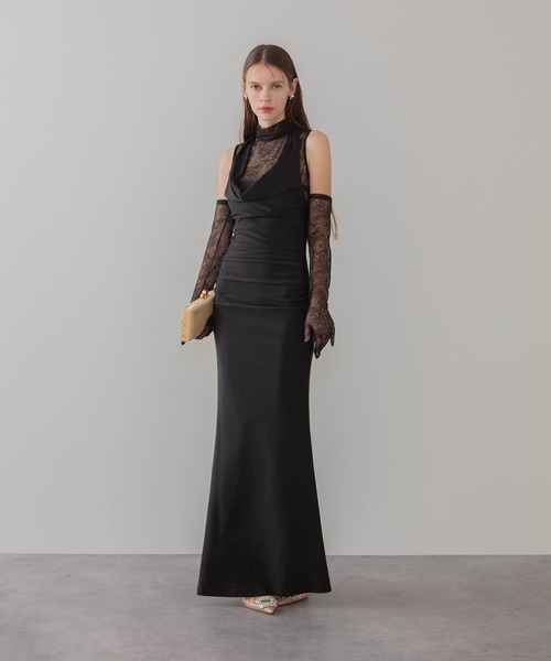 【美品】Lejaレースドレス ブラック Leja(レジャ)の「【LEJA LUXE】2WAYシアーレースグローブ