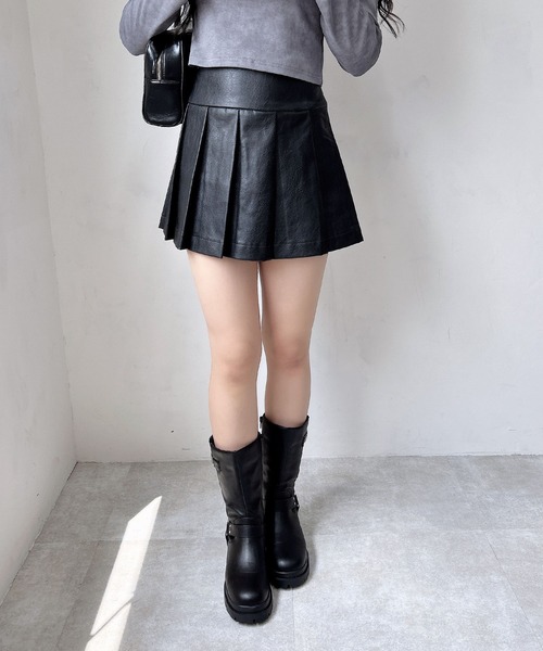 INGNI（イング）の「フェイクレザープリーツスカパン（スカート・レディース・ブラウン/ブラック・FREE）」の7枚目の写真