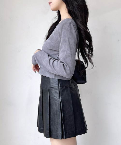 INGNI（イング）の「フェイクレザープリーツスカパン（スカート・レディース・ブラウン/ブラック・FREE）」の4枚目の写真