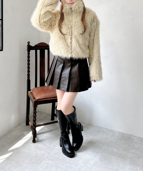 INGNI（イング）の「フェイクレザープリーツスカパン（スカート・レディース・ブラウン/ブラック・FREE）」の8枚目の写真