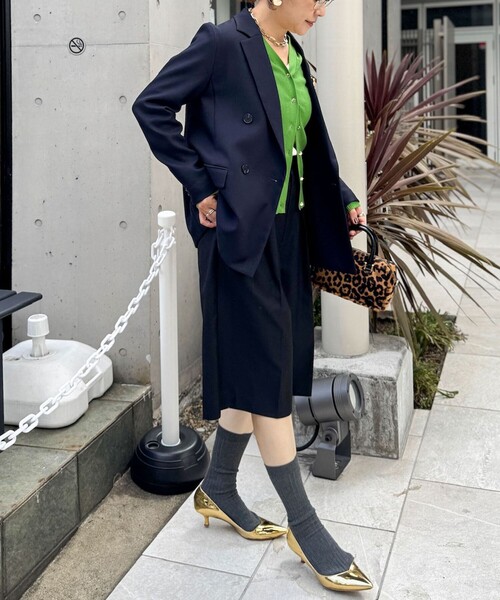 NOLLEY’S(ノーリーズ)の「《手洗い可能》リブ斜め柄Vネックカーディガン(カーディガン/ボレロ・レディース・シルバー/ピンク/ネイビー/キャメル/グリーン・38/36)」の6枚目の写真