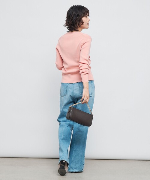 NOLLEY’S(ノーリーズ)の「《手洗い可能》リブ斜め柄Vネックカーディガン(カーディガン/ボレロ・レディース・シルバー/ピンク/ネイビー/キャメル/グリーン・38/36)」の14枚目の写真