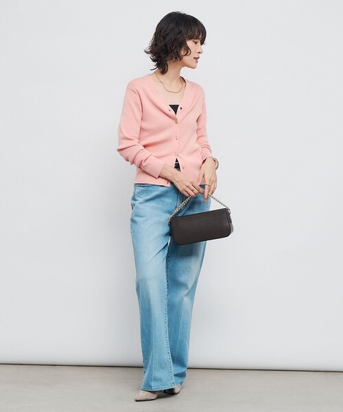 NOLLEY’S(ノーリーズ)の「《手洗い可能》リブ斜め柄Vネックカーディガン(カーディガン/ボレロ・レディース・シルバー/ピンク/ネイビー/キャメル/グリーン・38/36)」の9枚目の写真