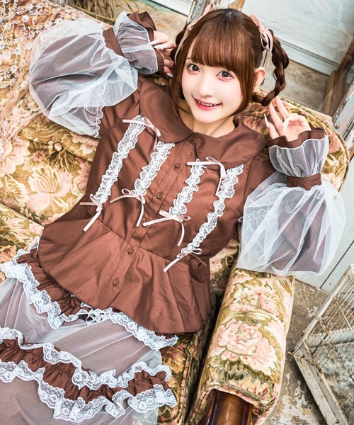 新品未使用タグ付　クティールとレトロ　レースフリルボリュームチュールスカート セール】【クティールとレトロ】SET着用可 レースフリルボリューム
