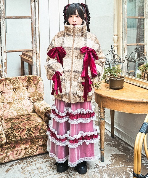 新品未使用タグ付　クティールとレトロ　レースフリルボリュームチュールスカート セール】【クティールとレトロ】SET着用可 レースフリルボリューム