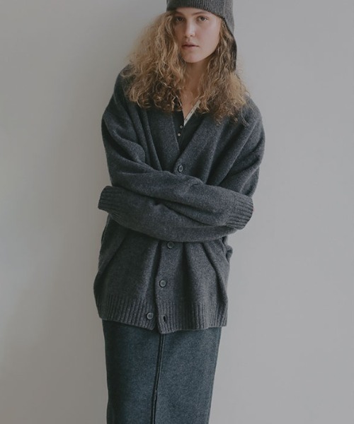 ミドルゲージVネックニットカーディガン（カーディガン/ボレロ