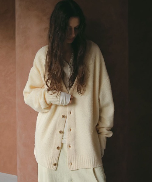 ミドルゲージVネックニットカーディガン（カーディガン/ボレロ