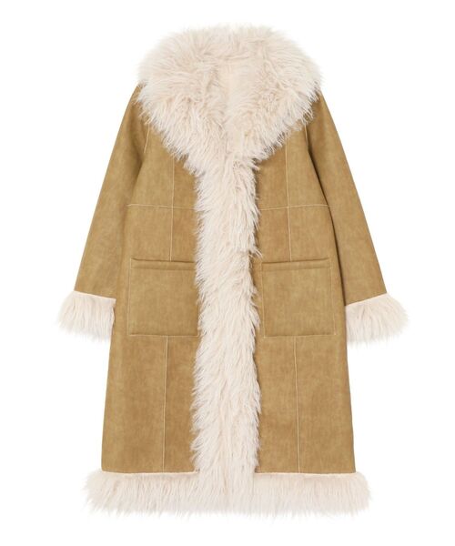 EVRIS(エヴリス)の「フェイクファームートンロングコート(ムートンコート・レディース・ブラック/ベージュ・FREE)」の5枚目の写真