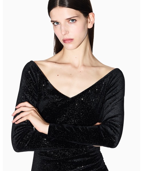A|X アルマーニ エクスチェンジ】グリッター ストレッチベルベット