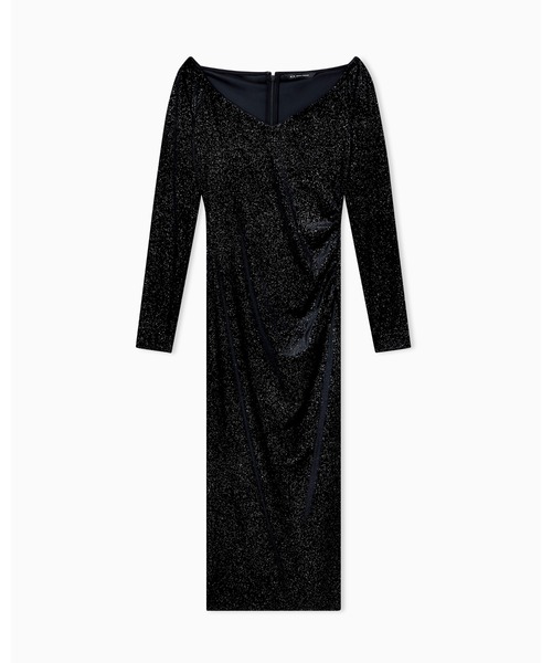 【美品】アルマーニエクスチェンジ　ベロア　ロングドレス　フォーマル　黒 美品】アルマーニエクスチェンジ ベロア ロングドレス フォーマル 黒