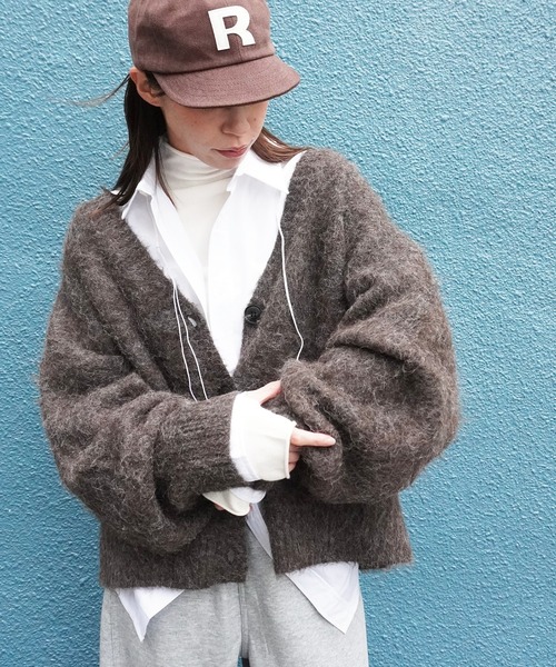 gossara（ゴサラ）の「イエティシャギーVネックCD（カーディガン/ボレロ・レディース・ブラウン/チャコール・FREE）」の3枚目の写真