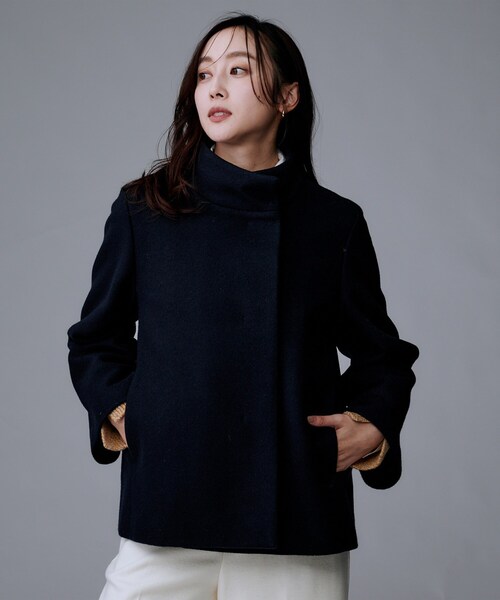 【新品♡01Sサイズ】UNTITLEDアンタイトルウールショートコートブラック黒 セール】【着回しが効く／オンオフアウター】ウールショートコート