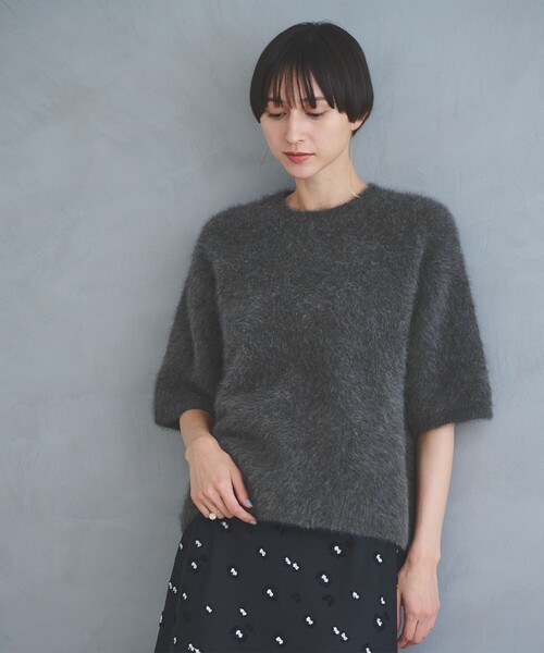 フォックスカシミヤ ハーフスリーブ Tニット（ニット/セーター