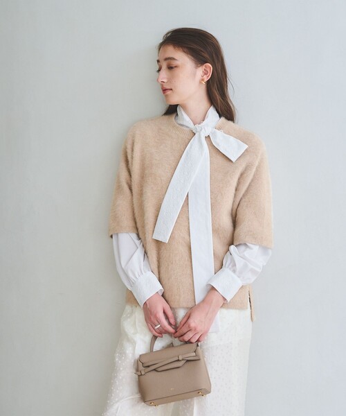 UNITED ARROWS（ユナイテッドアローズ）の「フォックスカシミヤ ハーフスリーブ Tニット（ニット/セーター・レディース・ダークグレー/ベージュ/その他5・FREE）」の10枚目の写真