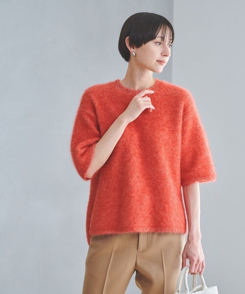 UNITED ARROWS（ユナイテッドアローズ）の「フォックスカシミヤ ハーフスリーブ Tニット（ニット/セーター・レディース・ダークグレー/ベージュ/その他5・FREE）」の12枚目の写真