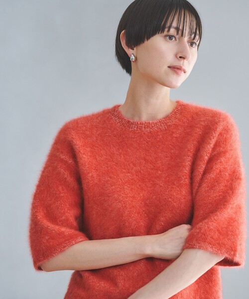 UNITED ARROWS（ユナイテッドアローズ）の「フォックスカシミヤ ハーフスリーブ Tニット（ニット/セーター・レディース・ダークグレー/ベージュ/その他5・FREE）」の13枚目の写真