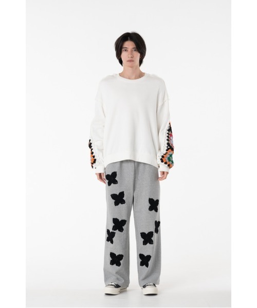 DISCOVERED（ディスカバード）の「BUTTERFLY CROCHET SWEAT PANTS（スウェットパンツ・メンズ・グレー/ブラック・SMALL/LARGE）」の3枚目の写真