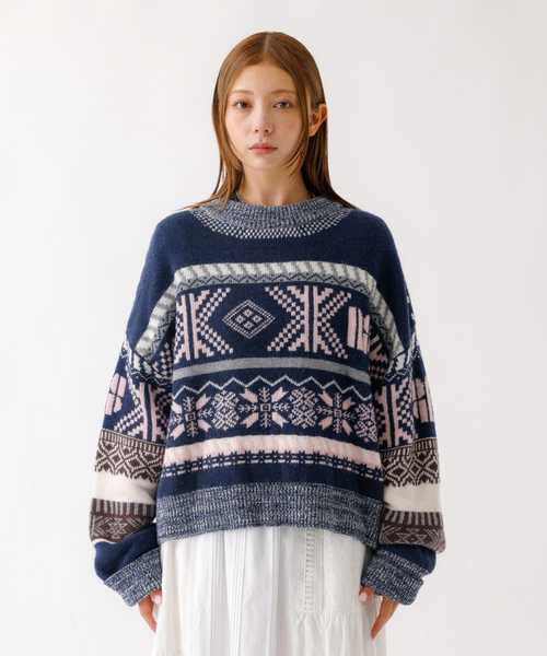 Rouge vif la cle（ルージュヴィフラクレ）の「【nap / ナップ】フェアアイルパターンニットプルオーバー（ニット/セーター・レディース・ネイビー・フリー）」の6枚目の写真