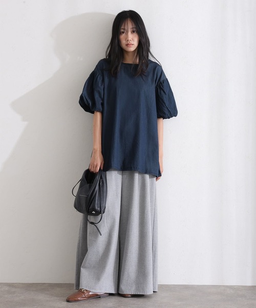ElegChic（エレグシック）の「エアリーデニム 袖パフスリーブシャツ（Tシャツ/カットソー・レディース・ネイビー/ネイビー系・4L/M/XL）」の9枚目の写真