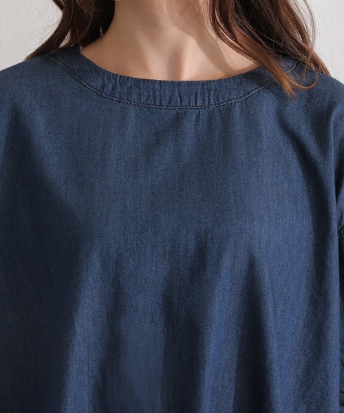 ElegChic（エレグシック）の「エアリーデニム 袖パフスリーブシャツ（Tシャツ/カットソー・レディース・ネイビー/ネイビー系・4L/M/XL）」の11枚目の写真
