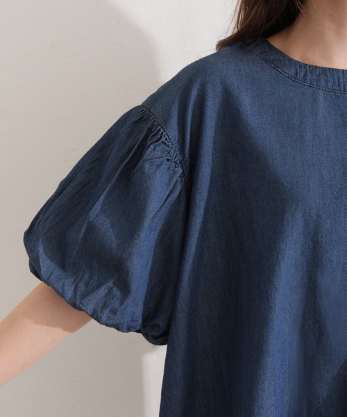 ElegChic（エレグシック）の「エアリーデニム 袖パフスリーブシャツ（Tシャツ/カットソー・レディース・ネイビー/ネイビー系・4L/M/XL）」の12枚目の写真