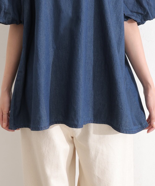 ElegChic（エレグシック）の「エアリーデニム 袖パフスリーブシャツ（Tシャツ/カットソー・レディース・ネイビー/ネイビー系・4L/M/XL）」の13枚目の写真