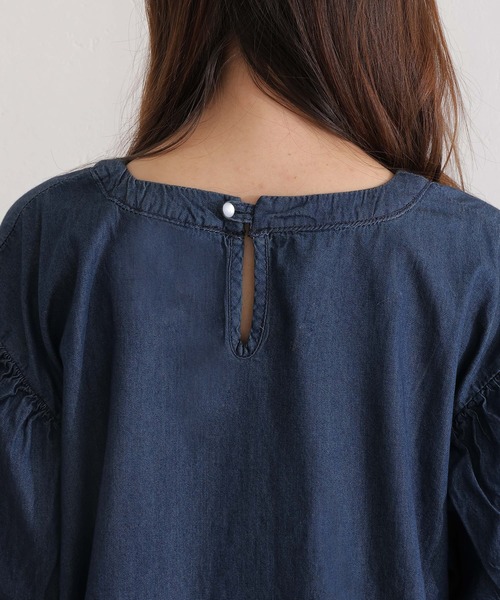 ElegChic（エレグシック）の「エアリーデニム 袖パフスリーブシャツ（Tシャツ/カットソー・レディース・ネイビー/ネイビー系・4L/M/XL）」の14枚目の写真