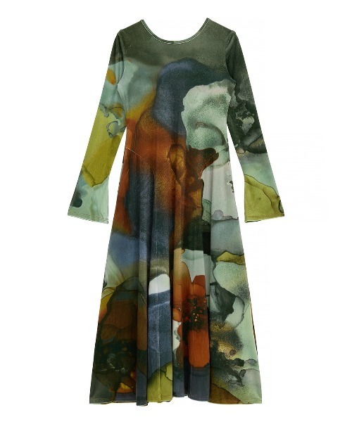 Ameri（アメリ）の「2WAY RUST INK ART VELOUR DRESS（ワンピース