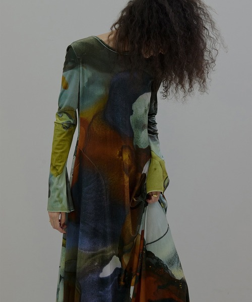 アメリヴィンテージワンピース 2WAY RUST INK ART VELOUR DRESS(ワンピース)|Ameri(アメリ