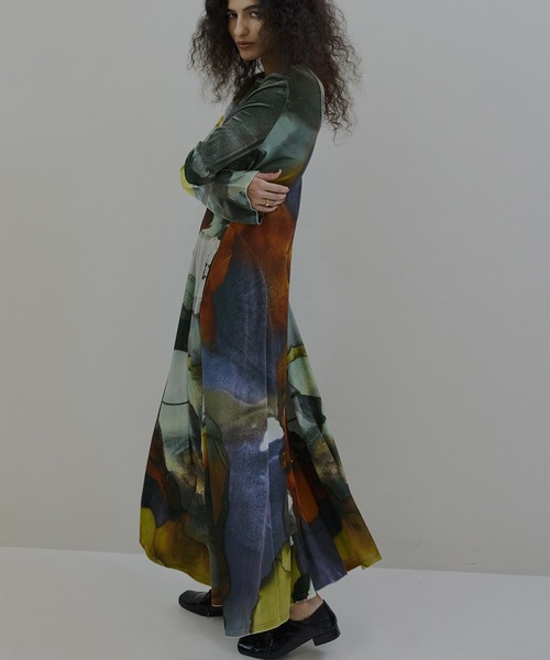 2WAY RUST INK ART VELOUR DRESS（ワンピース）｜Ameri（アメリ）の