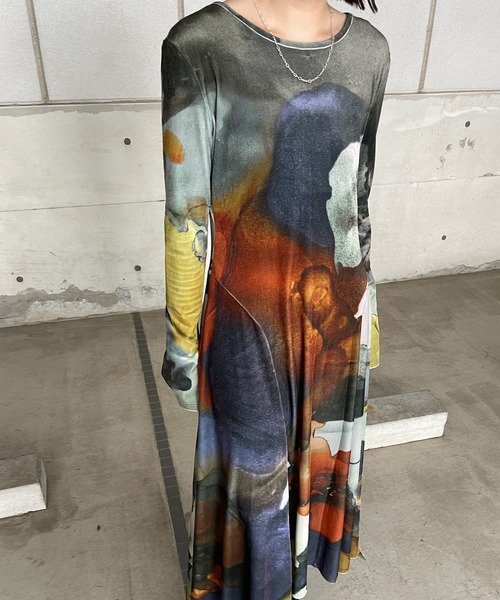 2WAY RUST INK ART VELOUR DRESS（ワンピース）｜Ameri（アメリ）の