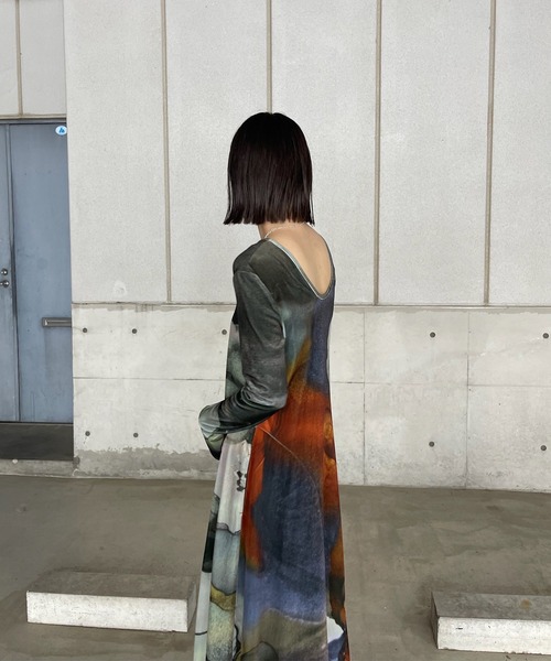 2WAY RUST INK ART VELOUR DRESS（ワンピース）｜Ameri（アメリ）の
