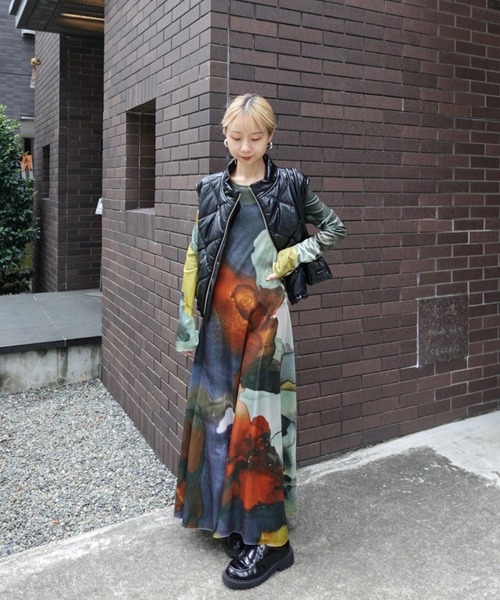 2WAY RUST INK ART VELOUR DRESS（ワンピース）｜Ameri（アメリ）の