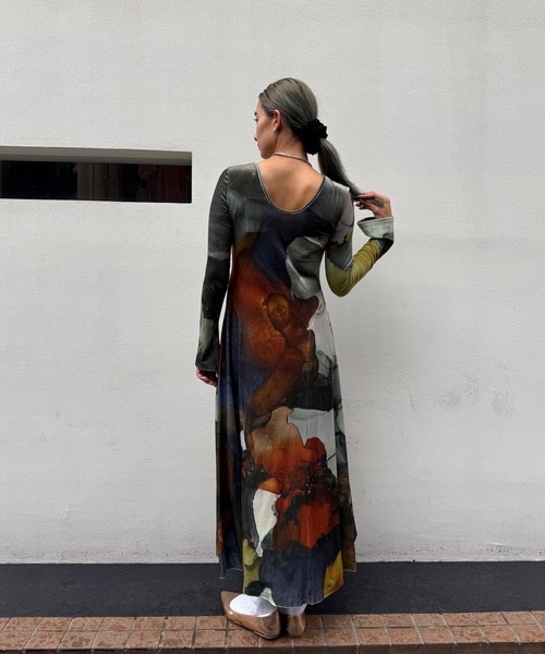 ワンピース AMERI 2WAY RUST INK ART VELOUR DRESS 2WAY RUST INK ART VELOUR DRESS（ワンピース）｜Ameri（アメリ）の