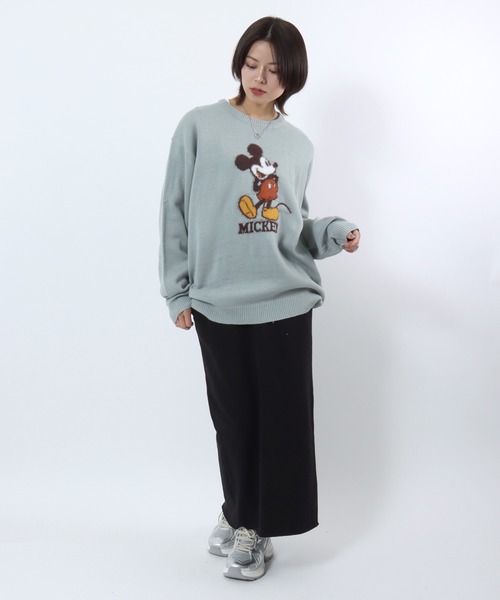 Disney(ディズニー)の「Disney(ディズニー)キャラクタージャガードニットセーター メンズ レディース ユニセックス/ミッキーマウス(ニット/セーター・レディース・スミクロ/ネイビー/サックスブルー系2/アイボリー/サックスブルー/グレイッシュベージュ/オフホワイト/ネイビー系2・M/L/LL)」の9枚目の写真